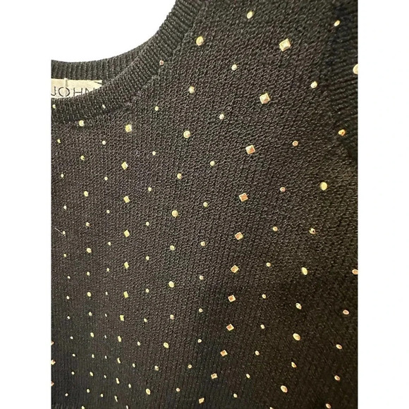 St. John Sportswear Women's Black Polka Dot Sleeveless Scoop Neck Sweater Size S - Picture 4 of 8